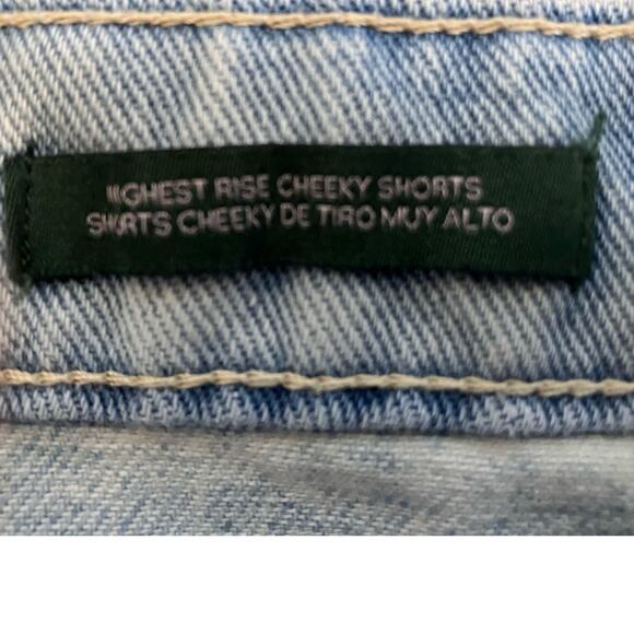 New Wild Fable Light Wash Highest Rise Cheeky Denim Shorts 12 - Picture 3 of 5